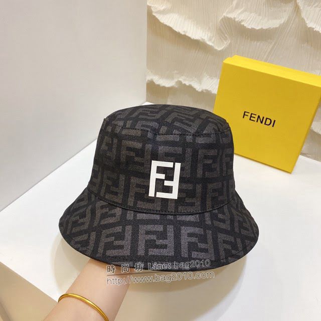Fendi男女同款帽子 芬迪2021新款簡約印花漁夫帽遮陽帽  mm1206